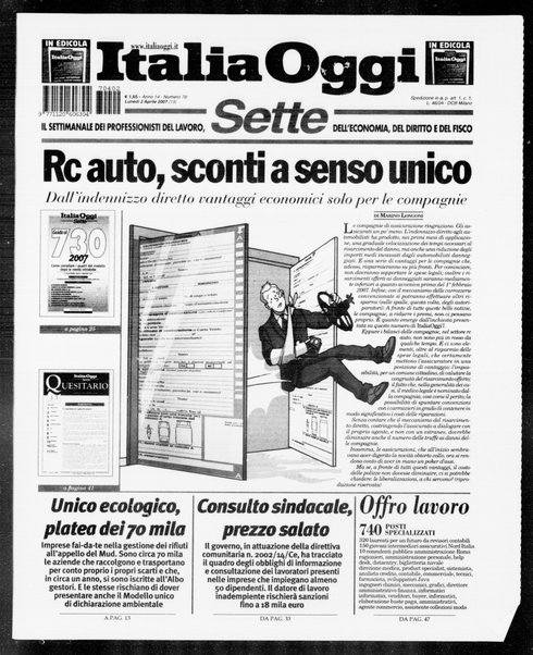 Italia oggi : quotidiano di economia finanza e politica